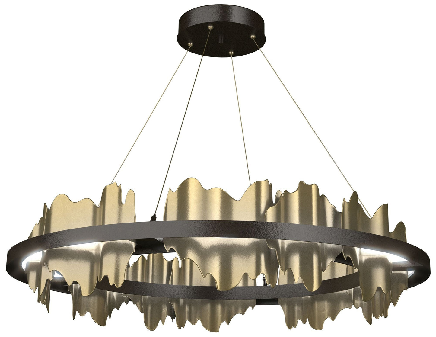 Hildene 38"W Brass Accented Circular Oil Rubbed Bronze Standard LED Pe