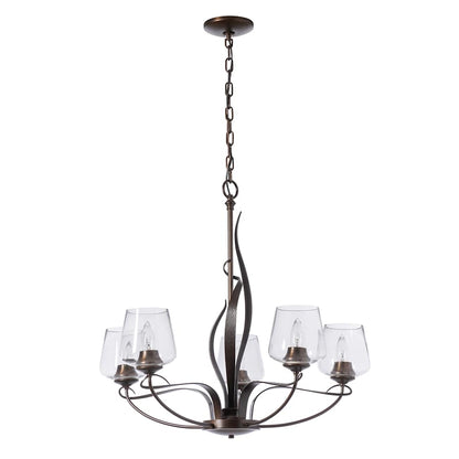Hubbardton Forge Flora 5 Light 27" Wide Taper Candle Chandelier with Customizable Glass Shade