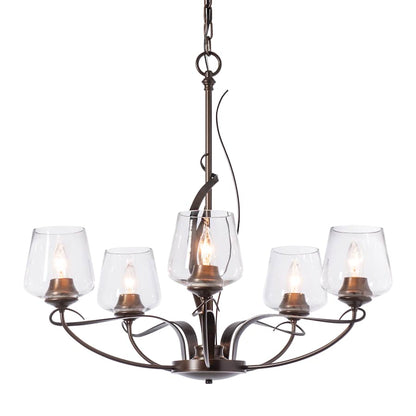 Hubbardton Forge Flora 5 Light 27" Wide Taper Candle Chandelier with Customizable Glass Shade