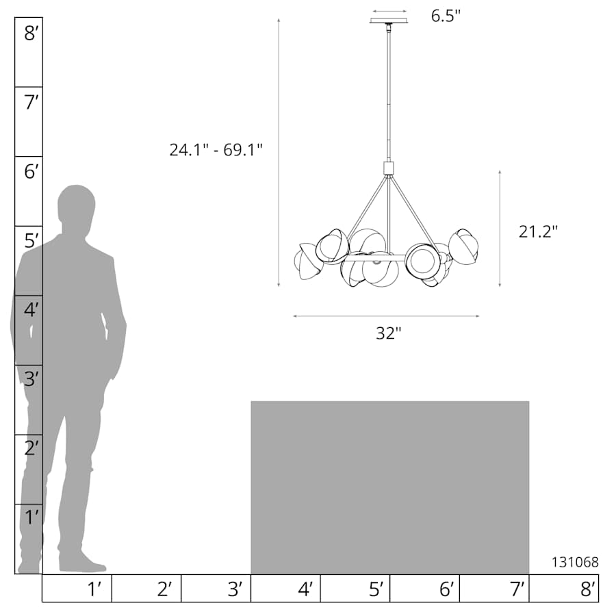 Hubbardton Forge Brooklyn 9 Light 32" Wide Pendant