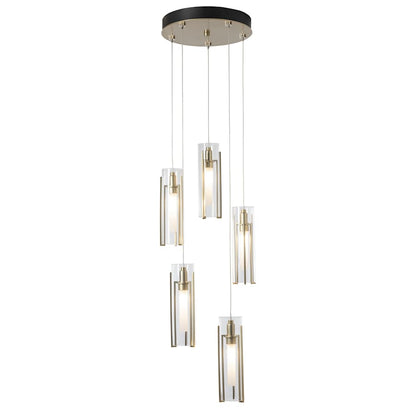 Hubbardton Forge Exos Glass 5 Light 14" Wide Suspension Multi Light Pendant