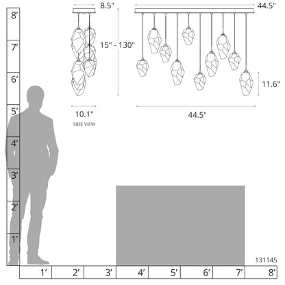 Hubbardton Forge Chrysalis 10 Light 45" Wide Linear Pendant