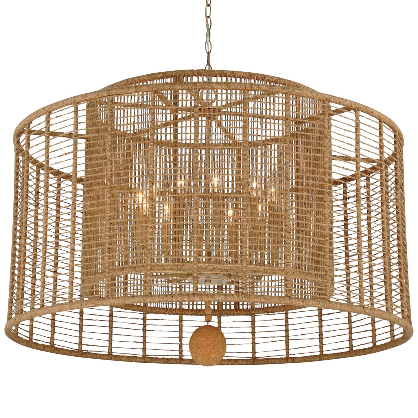 Jayna 42 3/4" Wide Silver Natural Jute 12-Light Modern Drum Chandelier