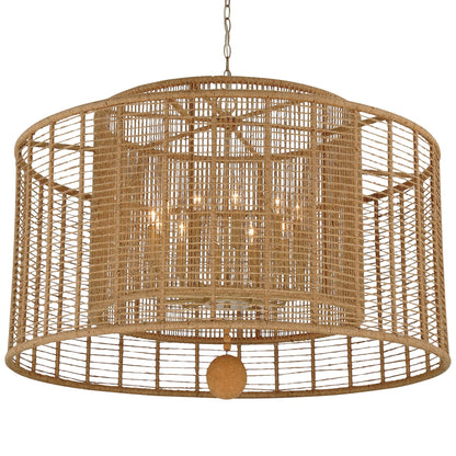 Jayna 42 3/4" Wide Silver Natural Jute 12-Light Modern Drum Chandelier