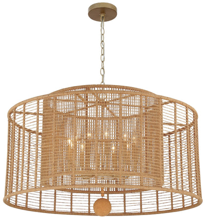 Jayna 42 3/4" Wide Silver Natural Jute 12-Light Modern Drum Chandelier