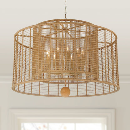 Jayna 42 3/4" Wide Silver Natural Jute 12-Light Modern Drum Chandelier