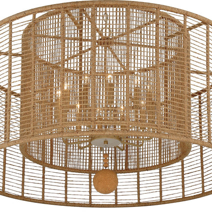 Jayna 42 3/4" Wide Silver Natural Jute 12-Light Modern Drum Chandelier