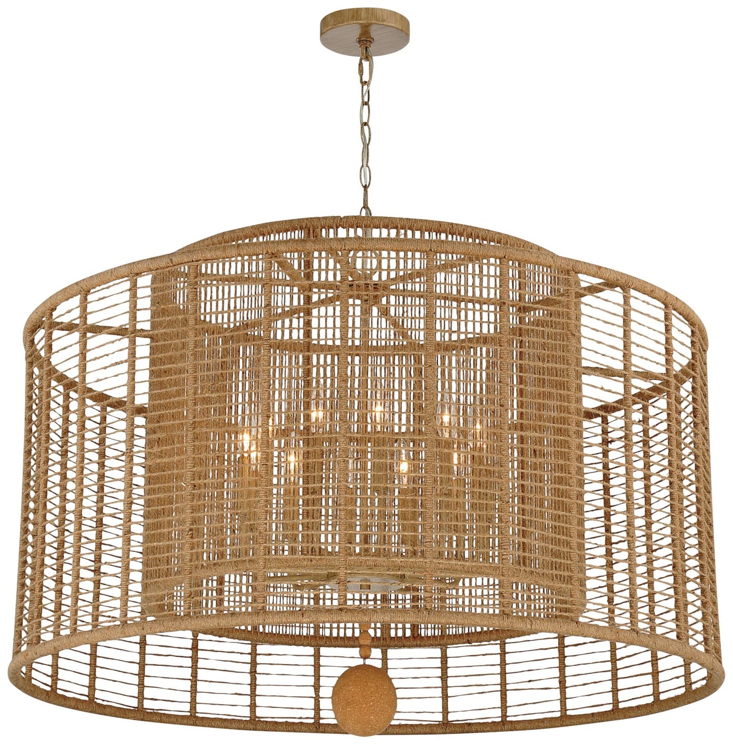 Jayna 42 3/4" Wide Silver Natural Jute 12-Light Modern Drum Chandelier