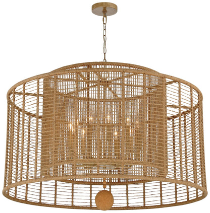 Jayna 42 3/4" Wide Silver Natural Jute 12-Light Modern Drum Chandelier