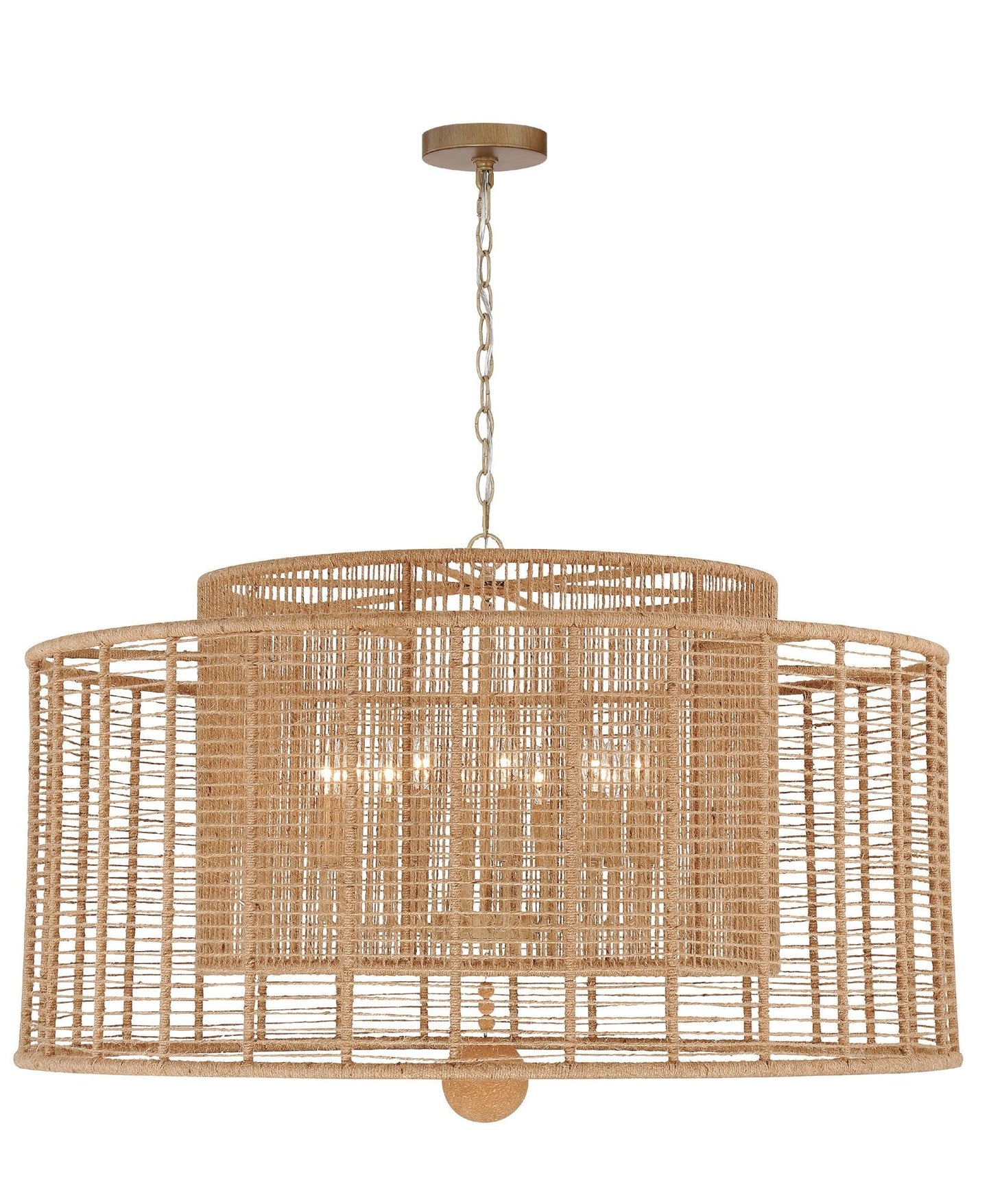 Jayna 42 3/4" Wide Silver Natural Jute 12-Light Modern Drum Chandelier