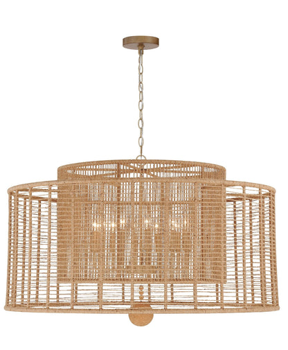 Jayna 42 3/4" Wide Silver Natural Jute 12-Light Modern Drum Chandelier