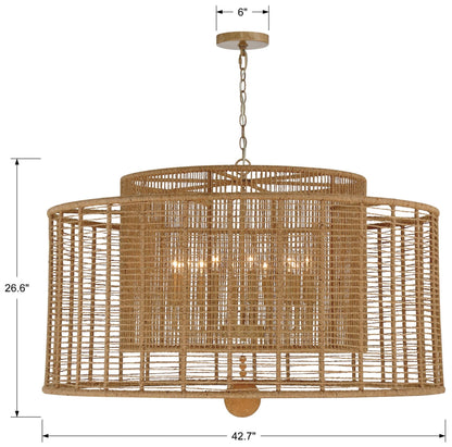 Jayna 42 3/4" Wide Silver Natural Jute 12-Light Modern Drum Chandelier