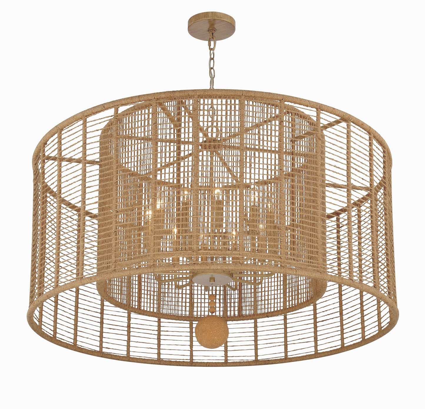 Jayna 42 3/4" Wide Silver Natural Jute 12-Light Modern Drum Chandelier