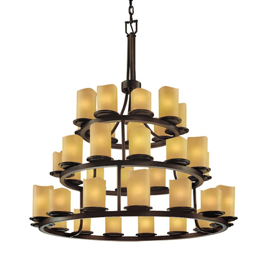 Justice Design Group CandleAria 42" Wide Ring Chandelier with Amber Shades