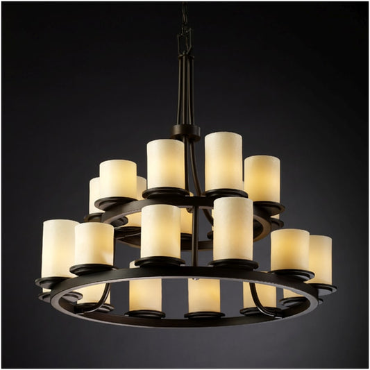 Justice Design Group CandleAria 21 Light 33" Wide Pillar Candle Chandelier with Faux Candle Resin Shades
