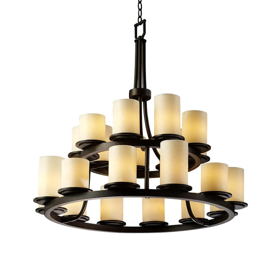 Justice Design Group CandleAria 33" Wide Ring Chandelier with Cream Shades