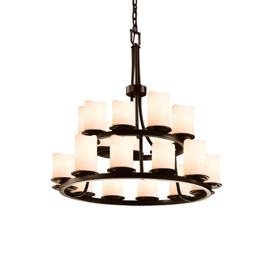 Justice Design Group CandleAria 21 Light 33" Wide Pillar Candle Chandelier with Faux Candle Resin Shades