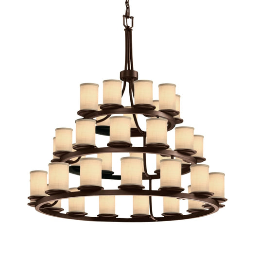 Justice Design Group Textile 36 Light 42" Wide Pillar Candle Style Chandelier with Cream Woven Fabric Shades