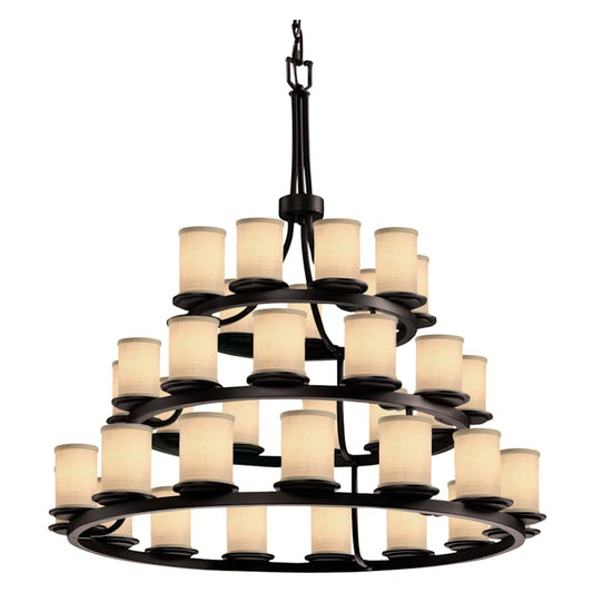 Justice Design Group Textile 42" Wide Ring Chandelier with Cream Shades
