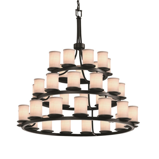 Justice Design Group Textile 42" Wide Ring Chandelier with White Shades