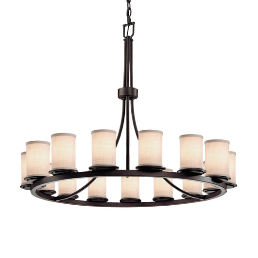 Justice Design Group Textile 42" Wide Ring Chandelier with White Shades