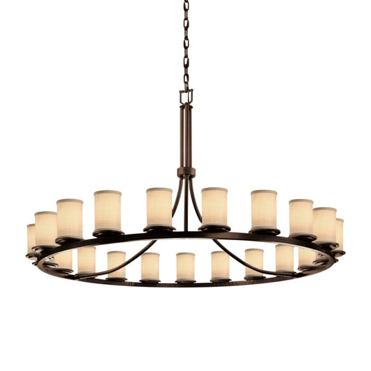 Justice Design Group Textile 21 Light 60" Wide Pillar Candle Style Chandelier with Cream Woven Fabric Shades