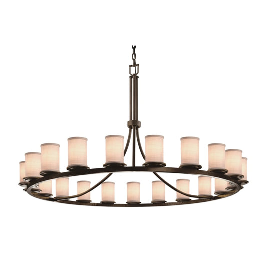Justice Design Group Textile 60" Wide Ring Chandelier with White Shades