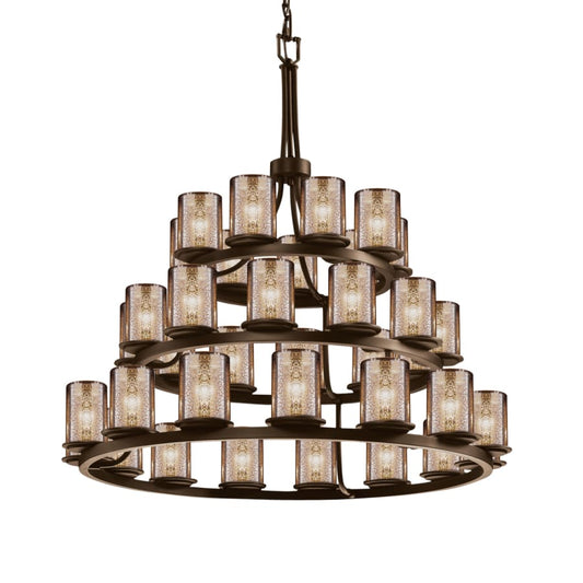 Justice Design Group Fusion 36 Light 42" Wide Pillar Candle Style Chandelier with Mercury Glass Shades