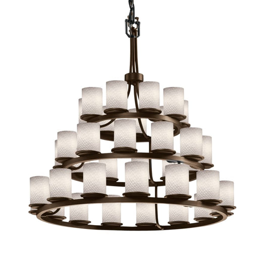 Justice Design Group Fusion 36 Light 42" Wide Pillar Candle Style Chandelier with Weave-Patterned Glass Shades
