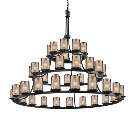 Justice Design Group Fusion 45 Light 60" Wide Pillar Candle Style Chandelier with Mercury Glass Shades