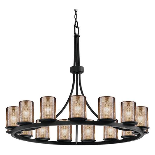 Justice Design Group Fusion 42" Wide Ring Chandelier with Mercury Shades