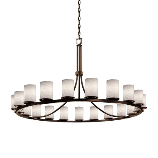 Justice Design Group Fusion 21 Light 60" Wide Pillar Candle Style Chandelier with Weave-Patterned Glass Shades