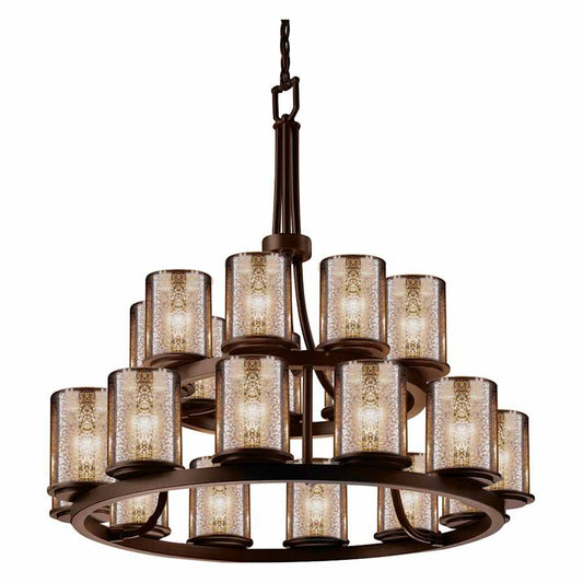 Justice Design Group Fusion 33" Wide Ring Chandelier with Mercury Shades
