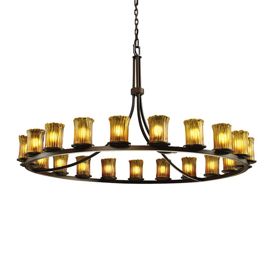 Justice Design Group Veneto Luce 60" Wide Ring Chandelier with Amber Shades