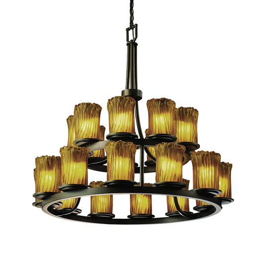 Justice Design Group Veneto Luce 33" Wide Ring Chandelier with Amber Shades