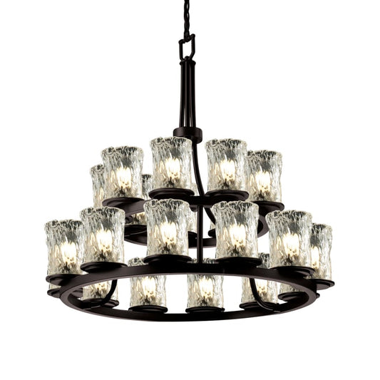 Justice Design Group Veneto Luce 21 Light 33" Wide Candle Style Chandelier with Clear Textured Glass Shades