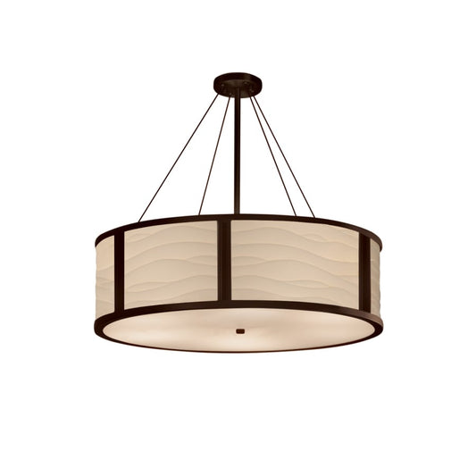 Justice Design Group Porcelina 8 Light 36" Wide Drum Chandelier with Wavy Faux Porcelain Resin Shade