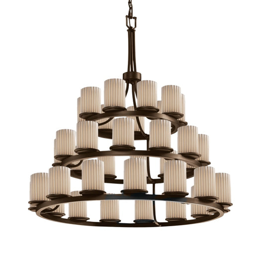 Justice Design Group Limoges 36 Light 42" Wide Candle Style Chandelier with Porcelain Pleated Shades