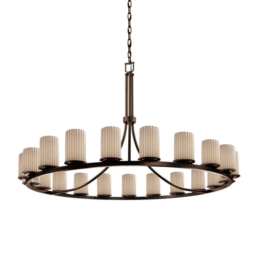 Justice Design Group Limoges 21 Light 60" Wide Candle Style Chandelier with Porcelain Pleated Shades