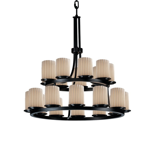 Justice Design Group Limoges 21 Light 33" Wide Pillar Candle Chandelier with Translucent Porcelain Shades