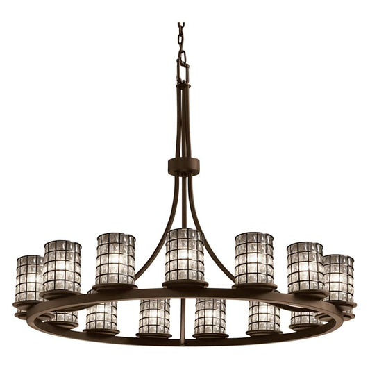 Justice Design Group Wire Glass 42" Wide Ring Chandelier