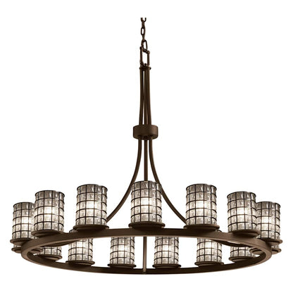 Justice Design Group Wire Glass 42" Wide Ring Chandelier