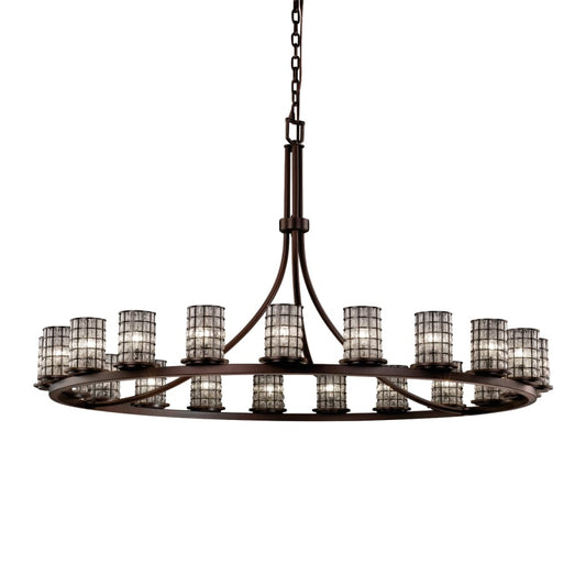 Justice Design Group Wire Glass 21 Light 1 Tier Chandelier