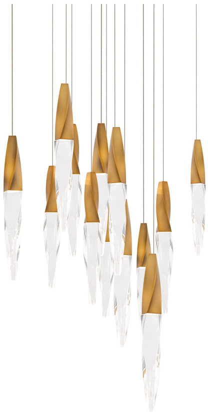 Kindjal 18"H x 20"W 13-Light Crystal Multi-Light Pendant in Aged