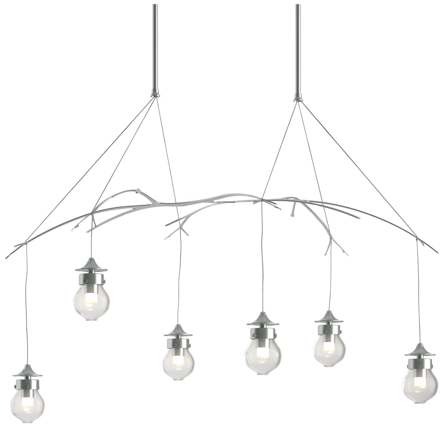 Kiwi 36.8"W Vintage Platinum Standard Pendant With Clear Glass Shade
