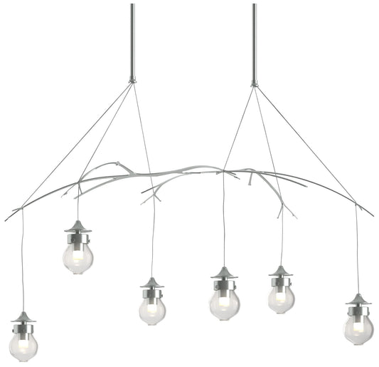 Kiwi 36.8"W Vintage Platinum Standard Pendant With Clear Glass Shade