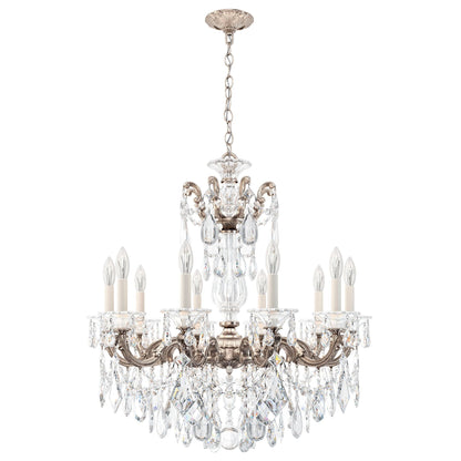 La Scala 29.5"H x 28"W 10-Light Crystal Chandelier in Antique Sil
