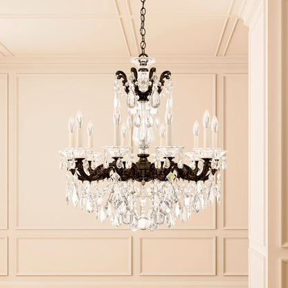 La Scala 29.5"H x 28"W 10-Light Crystal Chandelier in Antique Sil