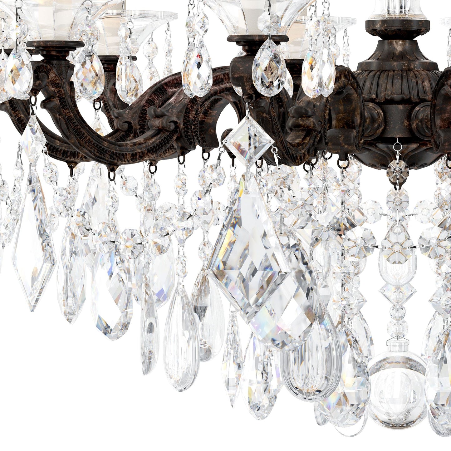 La Scala 29.5"H x 28"W 10-Light Crystal Chandelier in Heirloom Br