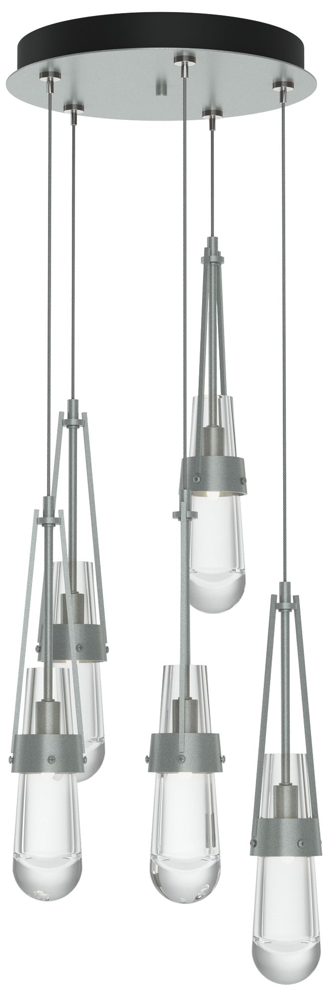 Link 13" Wide 5-Light Vintage Platinum Standard Pendant w/ Clear Shade